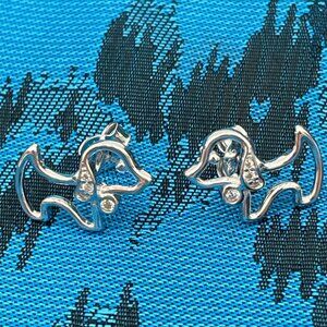 Sterling Silver Dog Shaped Stud Earrings